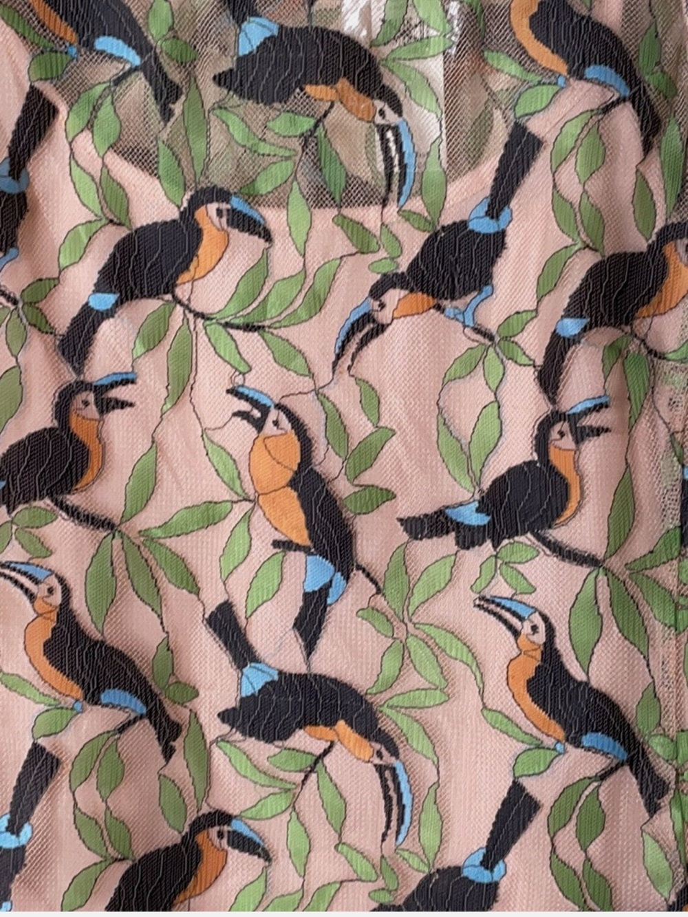 Anthropologie Eva Franco Toucan Print Ruffle Sleeve Top - Picture 4 of 5